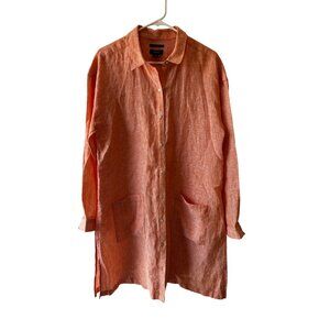 JONES NEW YORK Linen Shirt Dress Womens LARGE Button Up Lagenlook Beach